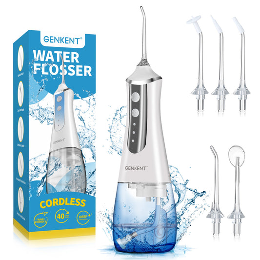 Water Flosser for Teeth, Cordless Dental Flosser 3 Modes 5 Tips