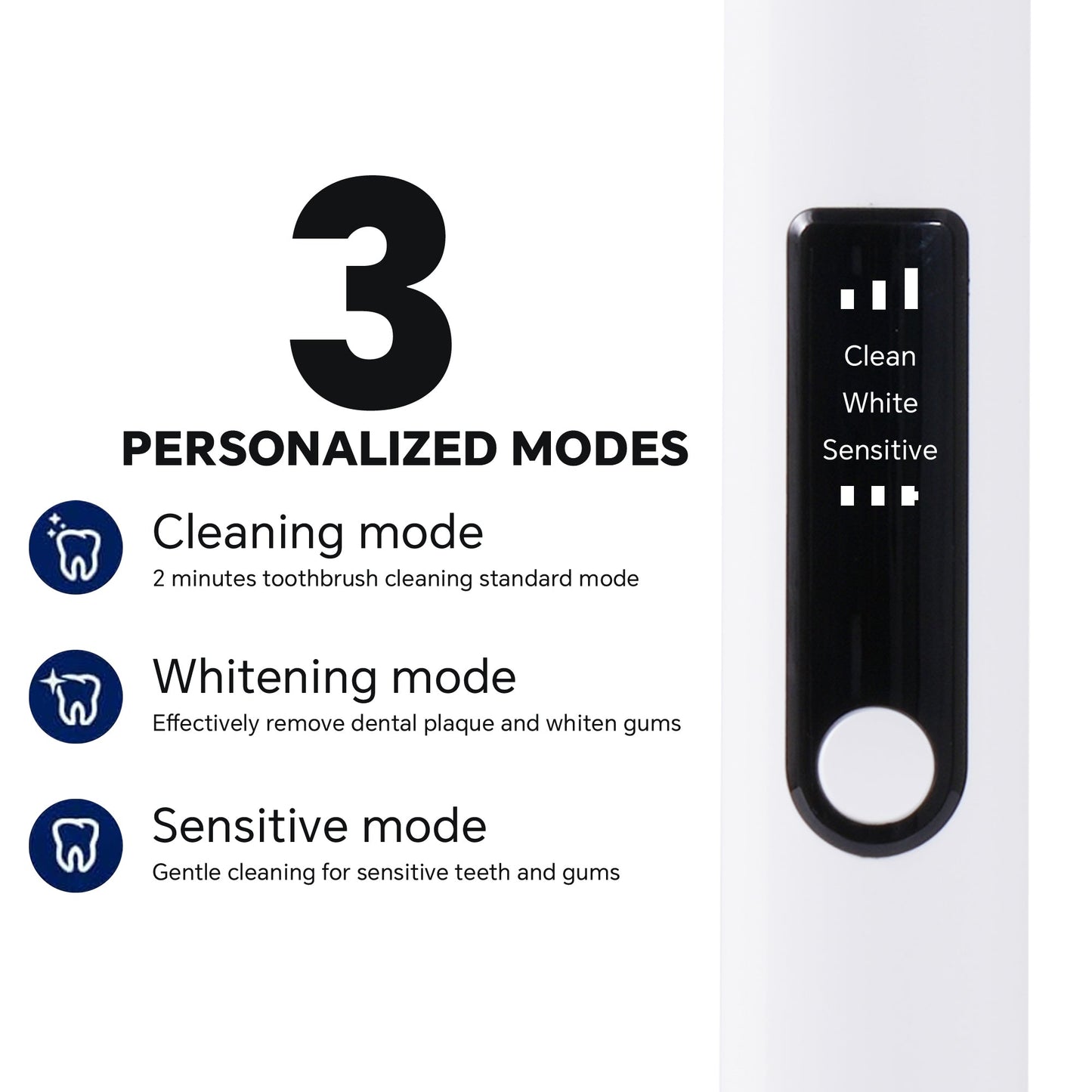 3 Modes Sonic Clean Electric Toothbrush for Men / Women with 4 Replacement Toothbrush Heads