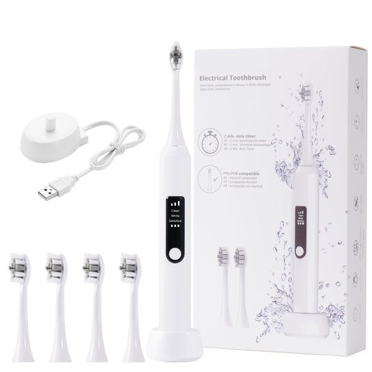 3 Modes Sonic Clean Electric Toothbrush for Men / Women with 4 Replacement Toothbrush Heads