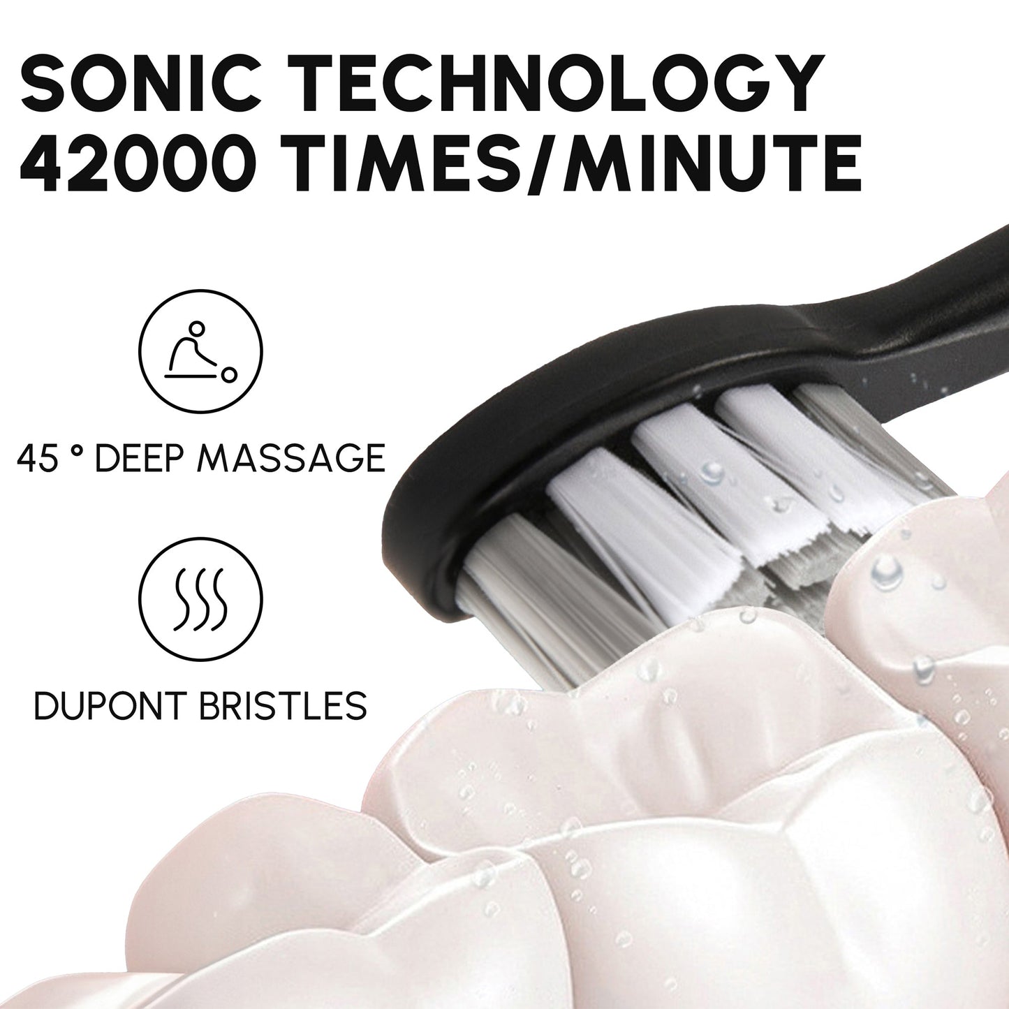 Sonic Toothbrush for Adults with 6 Modes and 8 Replacement Toothbrush Heads / 42000 rpm