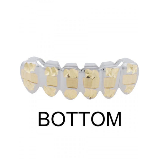 Hip Hop Two Tone Diamond Cut Grillz