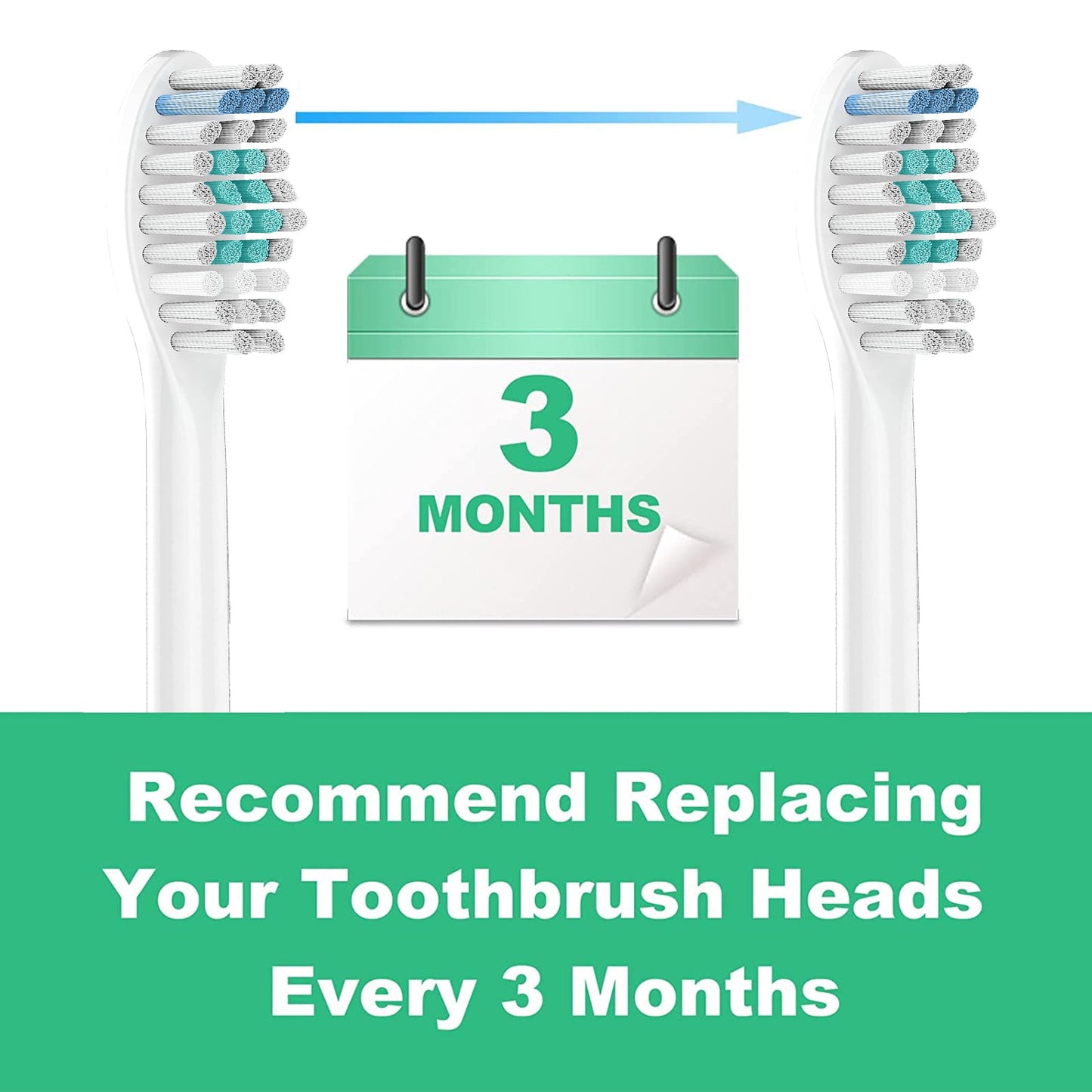 4 Pack Replacement Toothbrush Brush Heads, Compatible with Phillips Sonicare