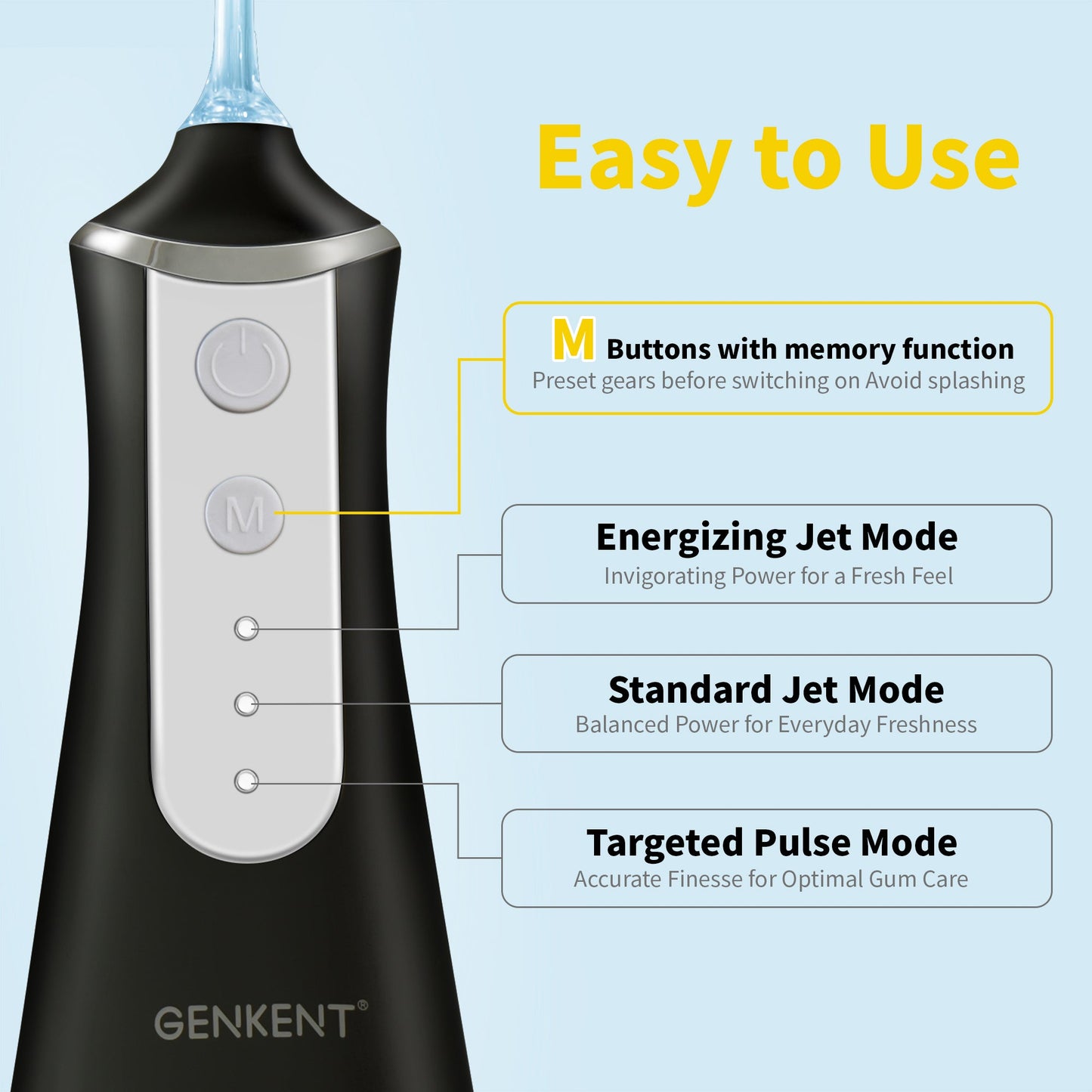 Water Flosser for Teeth, Cordless Dental Flosser 3 Modes 5 Tips