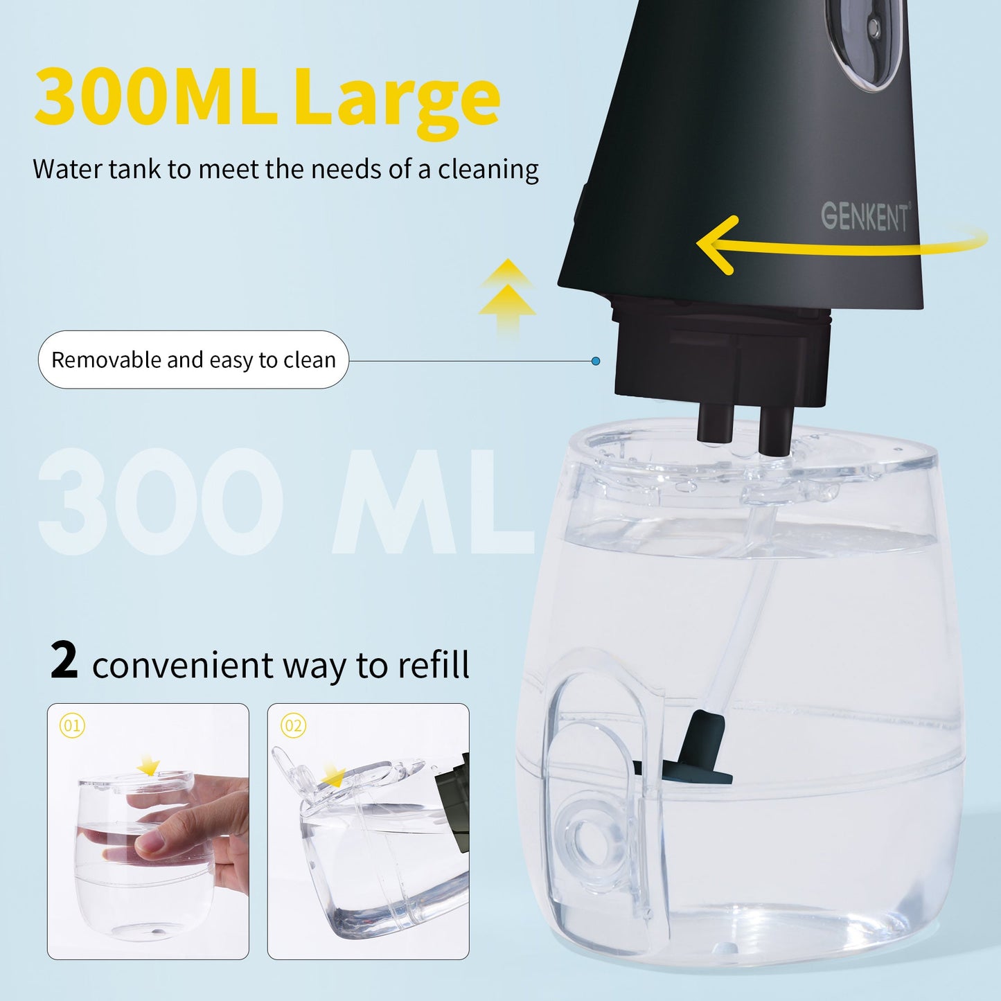 Water Flosser for Teeth, Cordless Dental Flosser 3 Modes 5 Tips