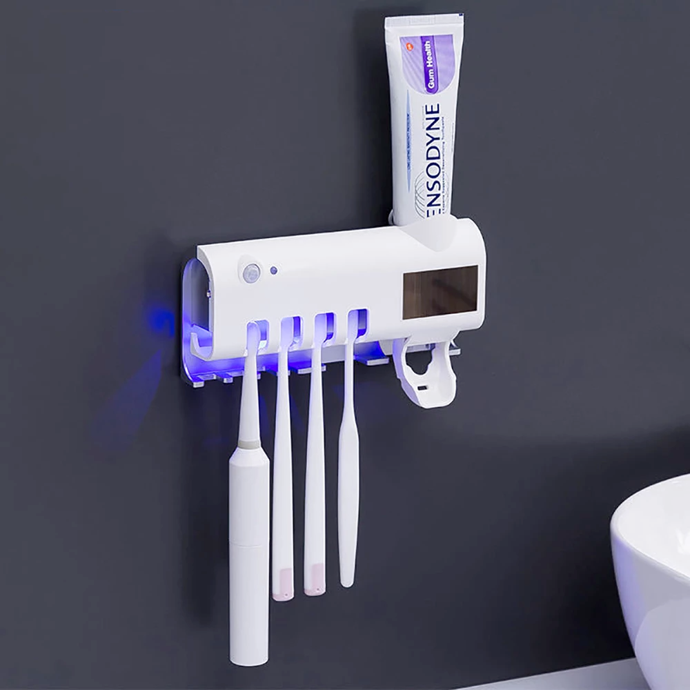 UV Light Sterilizer Toothbrush Holder Cleaner & Automatic Toothpaste