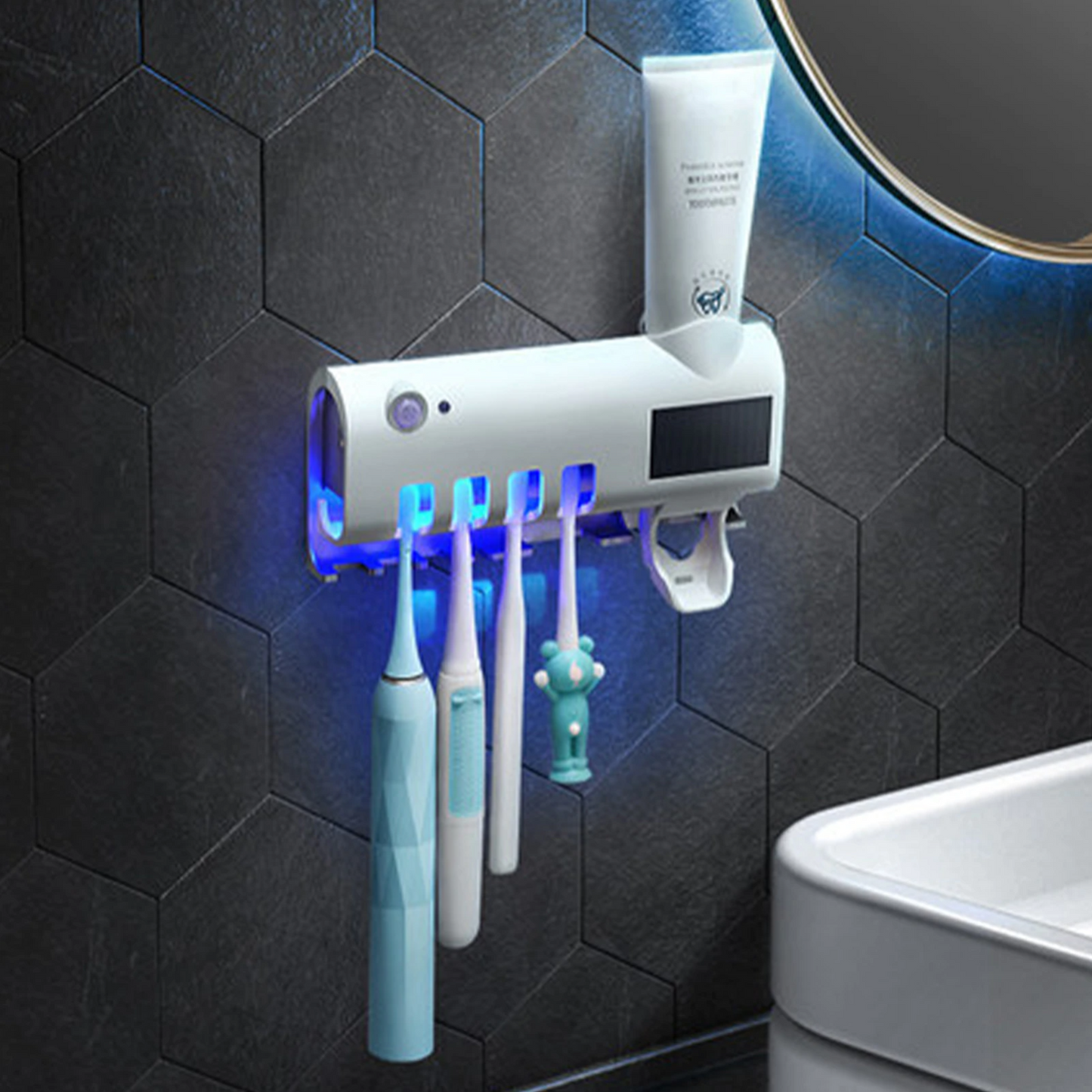 UV Light Sterilizer Toothbrush Holder Cleaner & Automatic Toothpaste