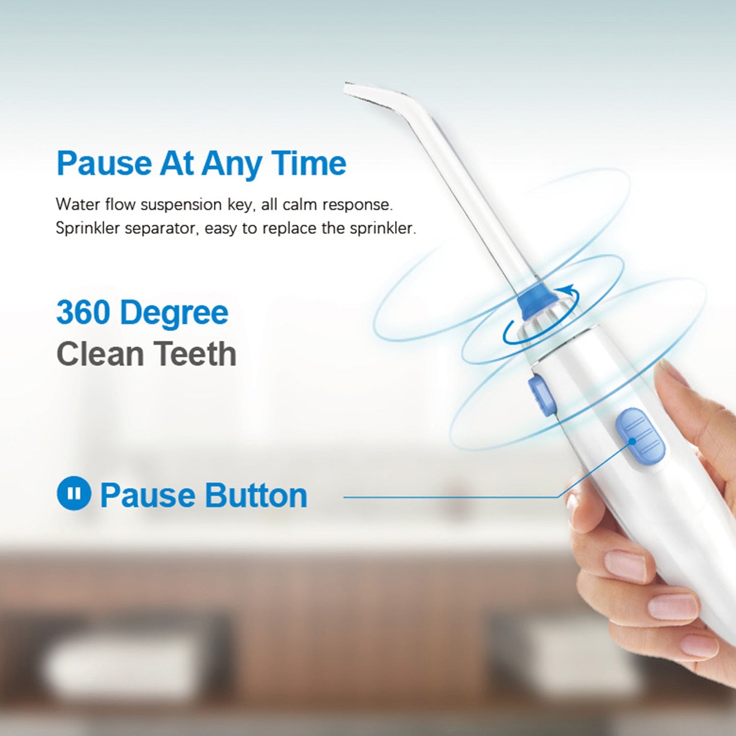 Oral Irrigator Teeth Water Flosser Waterproof 800ml Volume Reservoir