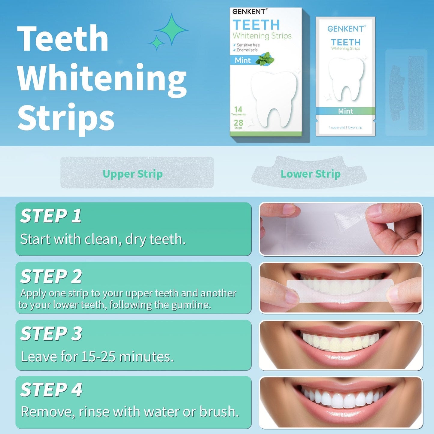 Teeth Whitening Strips 28 Strips Non-Sensitive Teeth Whitening Kit 14