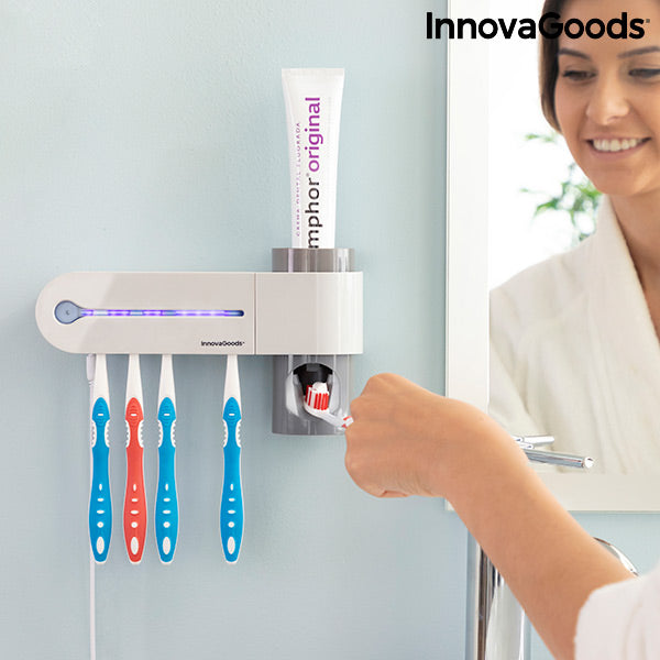 UV Toothbrush Steriliser with Stand and Toothpaste Dispenser Smiluv