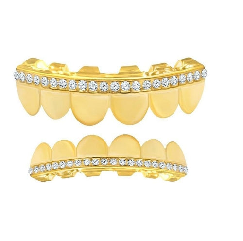 Hip Hop 1-Line 14K Yellow Gold Grillz