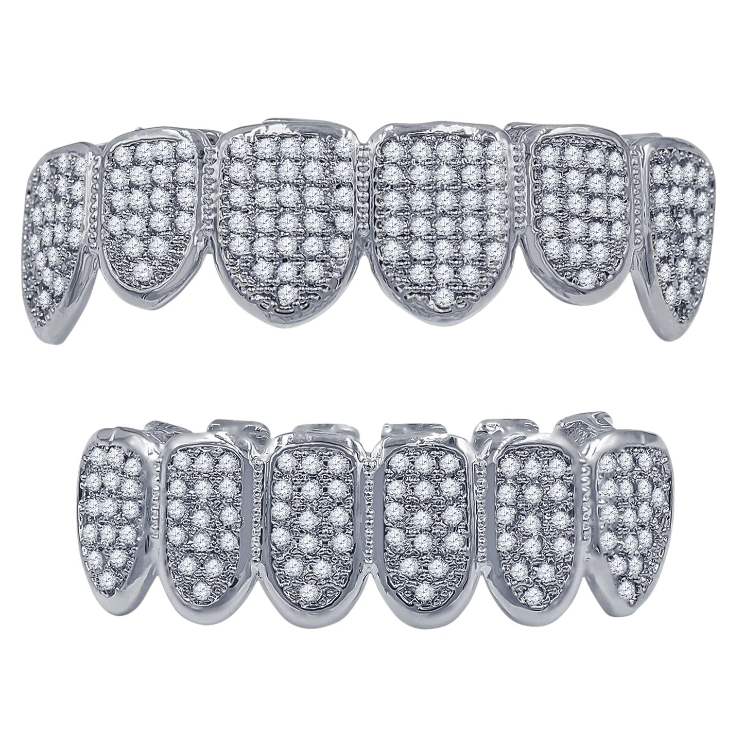 Hip Hop CZ Fang Grillz in Silver and Gold