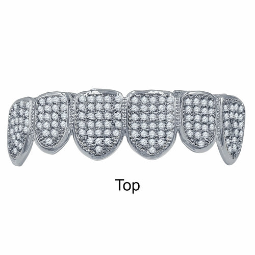 Hip Hop CZ Fang Grillz in Silver and Gold