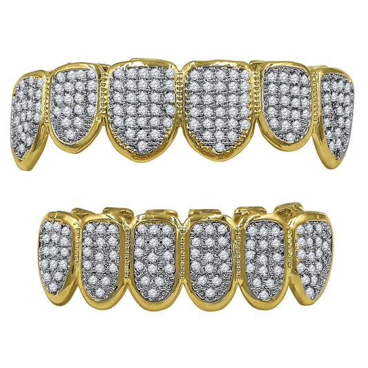 Hip Hop CZ Fang Grillz in Silver and Gold Color