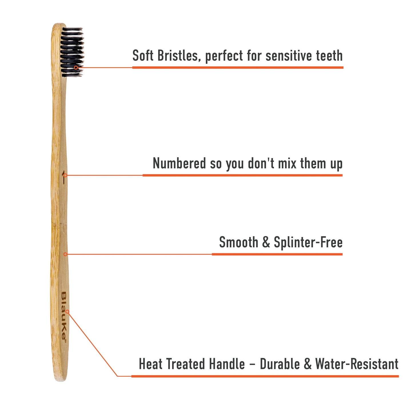 Bamboo Toothbrush Set 4-Pack - Bamboo Toothbrushes with Soft Bristles