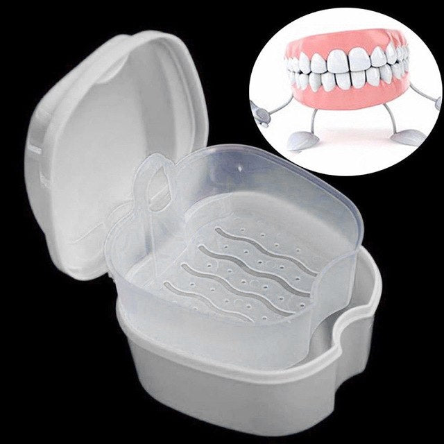 Denture Bath Box Case Dental False Teeth Storage