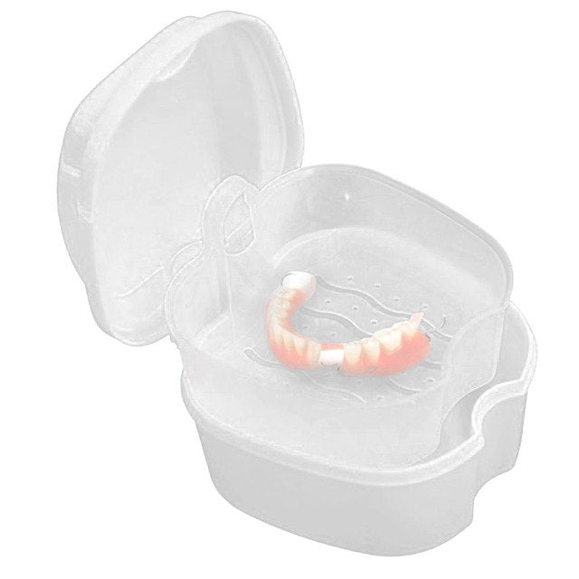 Denture Bath Box Case Dental False Teeth Storage