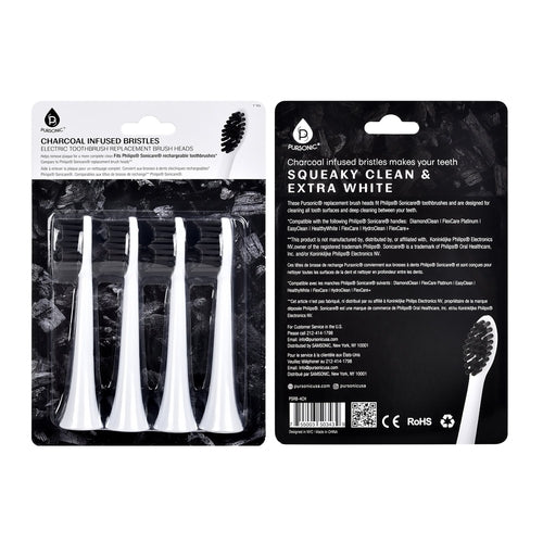 Pursonic Replacement Toothbrush Heads Charcoal Infused Bristles