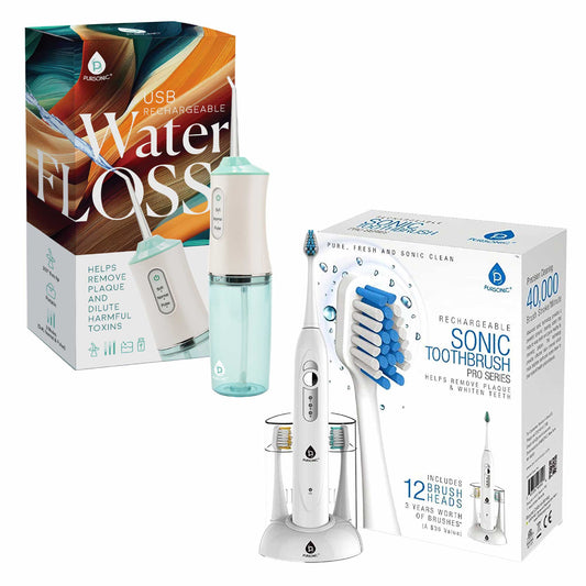 Pursonic Rechargeable Electric Toothbrush & Water Flosser Duo with Multi-Year