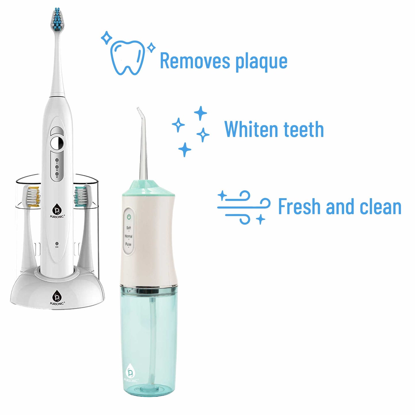 Pursonic Rechargeable Electric Toothbrush & Water Flosser Duo with Multi-Year