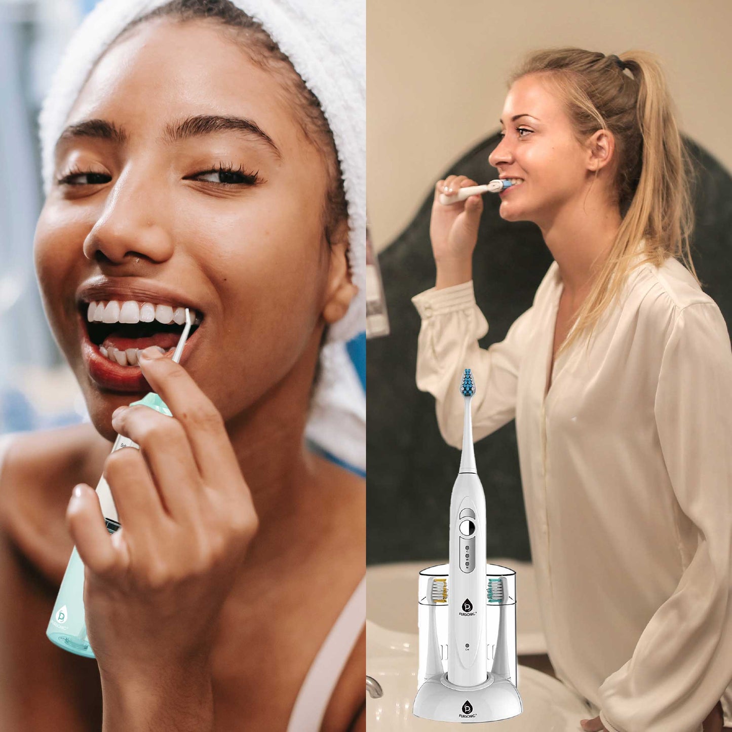 Pursonic Rechargeable Electric Toothbrush & Water Flosser Duo with Multi-Year