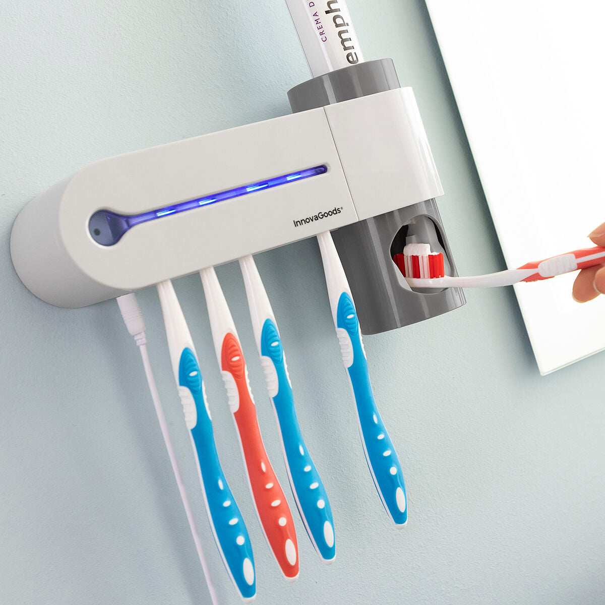 UV Toothbrush Steriliser with Stand and Toothpaste Dispenser Smiluv