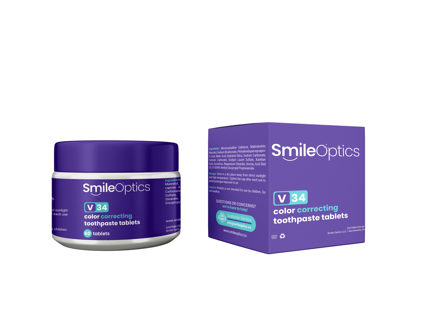 SMILE OPTICS v34 Color Correcting Purple Toothpaste Tablets | 60ct